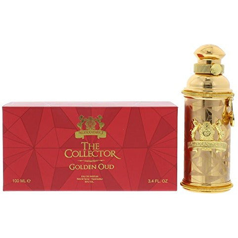 A luxurious bottle of Alexandre.J Golden Oud Eau de Parfum, showcasing its elegant design and rich golden accents.