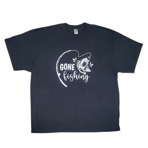 Gone Fishing T-Shirt made of 100% preshrunk cotton, featuring a classic fit and durable stitching.