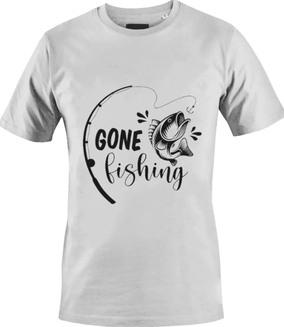 Gone Fishing T-Shirt made of 100% preshrunk cotton, featuring a classic fit and durable stitching.