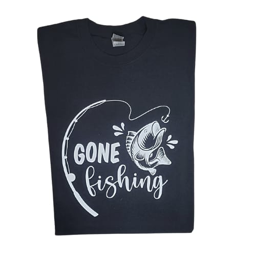 Gone Fishing T-Shirt made of 100% preshrunk cotton, featuring a classic fit and durable stitching.