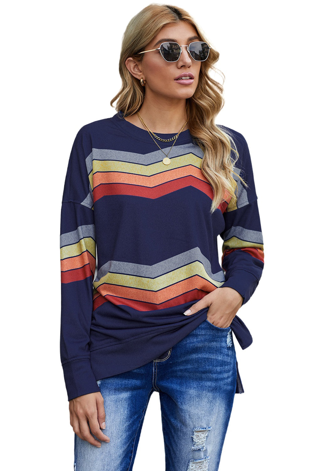 Gray Color Block Classic Sweatshirt featuring a trendy design with soft cotton blend fabric and relaxed fit.