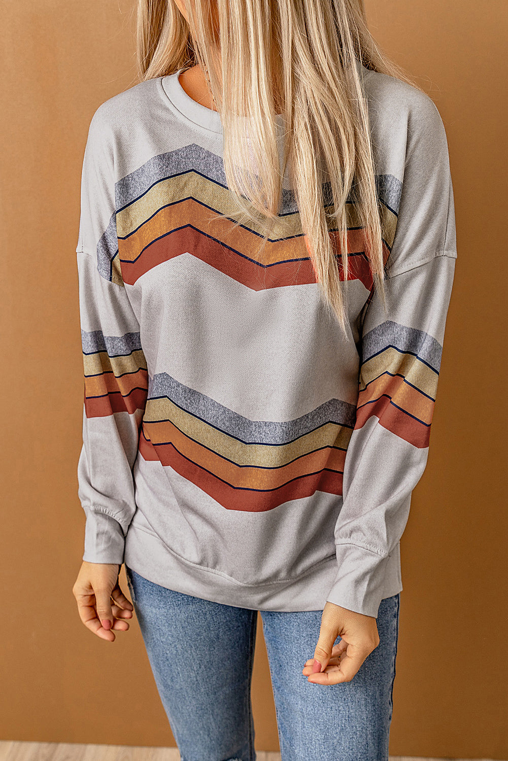 Gray Color Block Classic Sweatshirt featuring a trendy design with soft cotton blend fabric and relaxed fit.