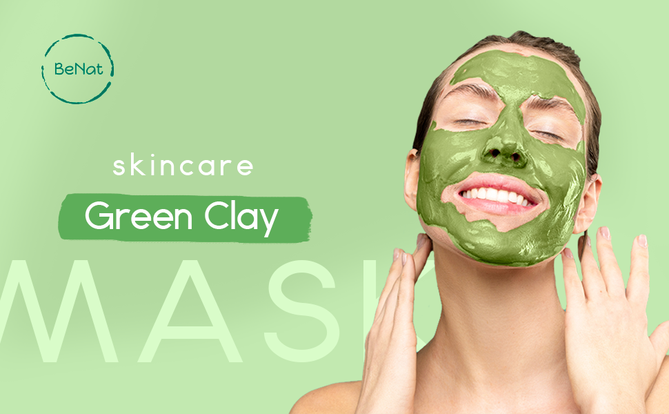 Green Clay Mask in eco-friendly kraft paper packaging, showcasing its natural ingredients and powder form.