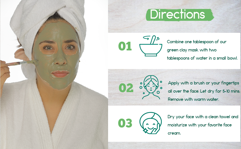 Green Clay Mask in eco-friendly kraft paper packaging, showcasing its natural ingredients and powder form.