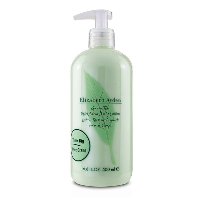 Elizabeth Arden Green Tea Body Lotion bottle with a green tea leaf design, showcasing its refreshing and hydrating properties.