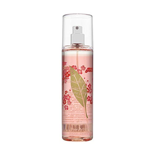 Elizabeth Arden Green Tea Cherry Blossom Body Mist bottle with floral design, showcasing a refreshing fragrance.