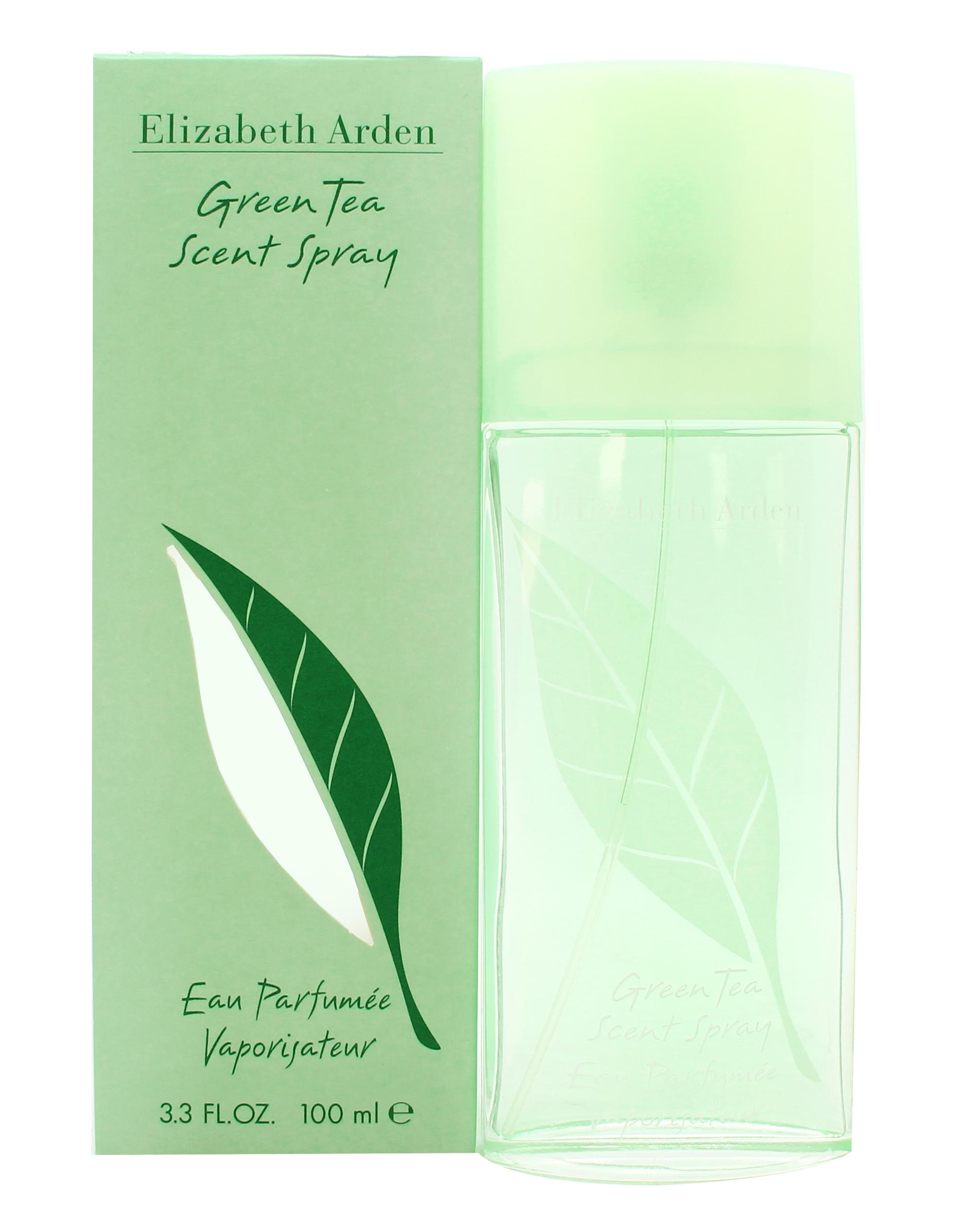 Green Tea Eau de Parfum by Elizabeth Arden in a stylish bottle, showcasing its refreshing citrus aroma.