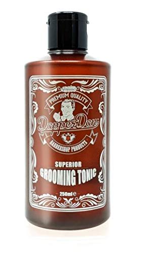 Dapper Dan Grooming Tonic bottle with a sleek design, showcasing its premium quality and modern appeal.