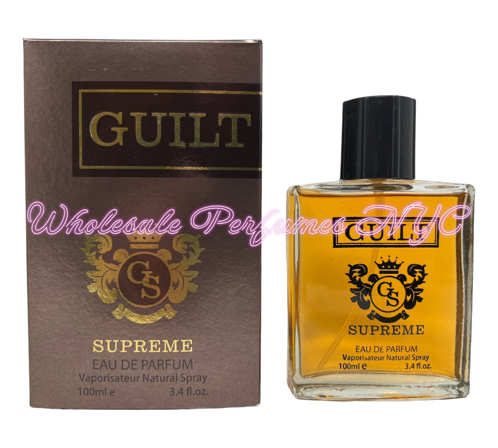 Guilt Supreme for Men Eau de Parfum Spray by Urban Collection in a sleek 3.4oz bottle, inspired by Gucci's Guilty Absolute.