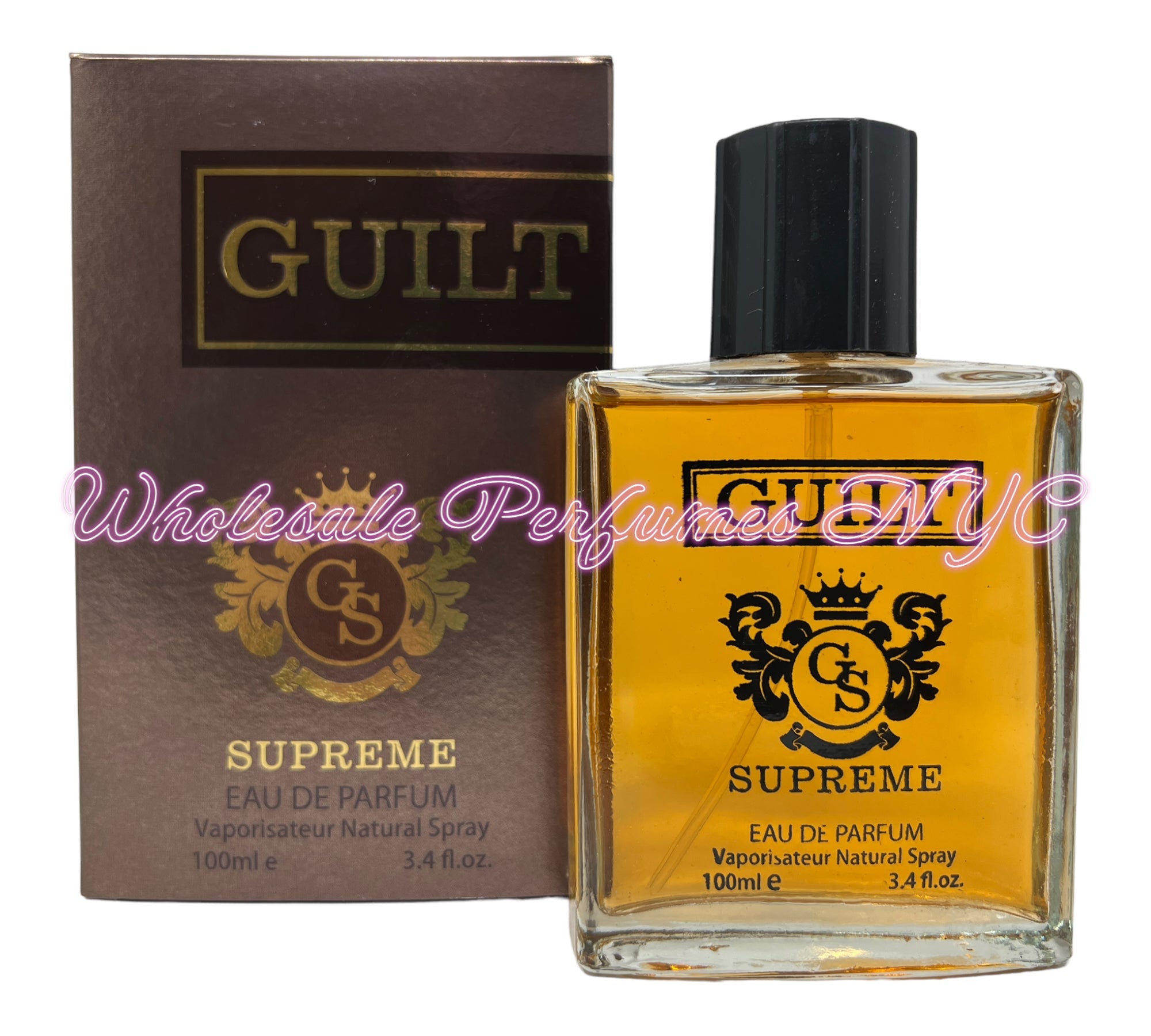 Guilt Supreme for Men Eau de Parfum Spray by Urban Collection in a sleek 3.4oz bottle, inspired by Gucci's Guilty Absolute.