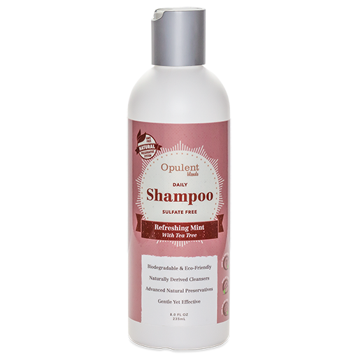 Bottle of Refreshing Mint Shampoo with Tea Tree, showcasing its vibrant packaging and natural ingredients.