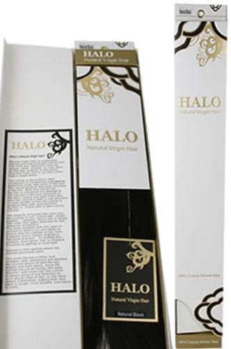 HALO 100% Human Hair Natural Virgin Weave, 18 inches long, showcasing its soft texture and natural appearance.