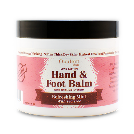 A jar of Hand & Foot Balm with a smooth texture, ideal for nourishing and softening skin.