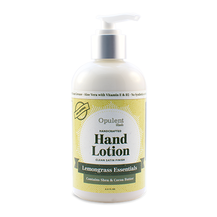 A bottle of Lemongrass Hand Lotion with a fresh and vibrant design, showcasing its natural ingredients and non-greasy formula.