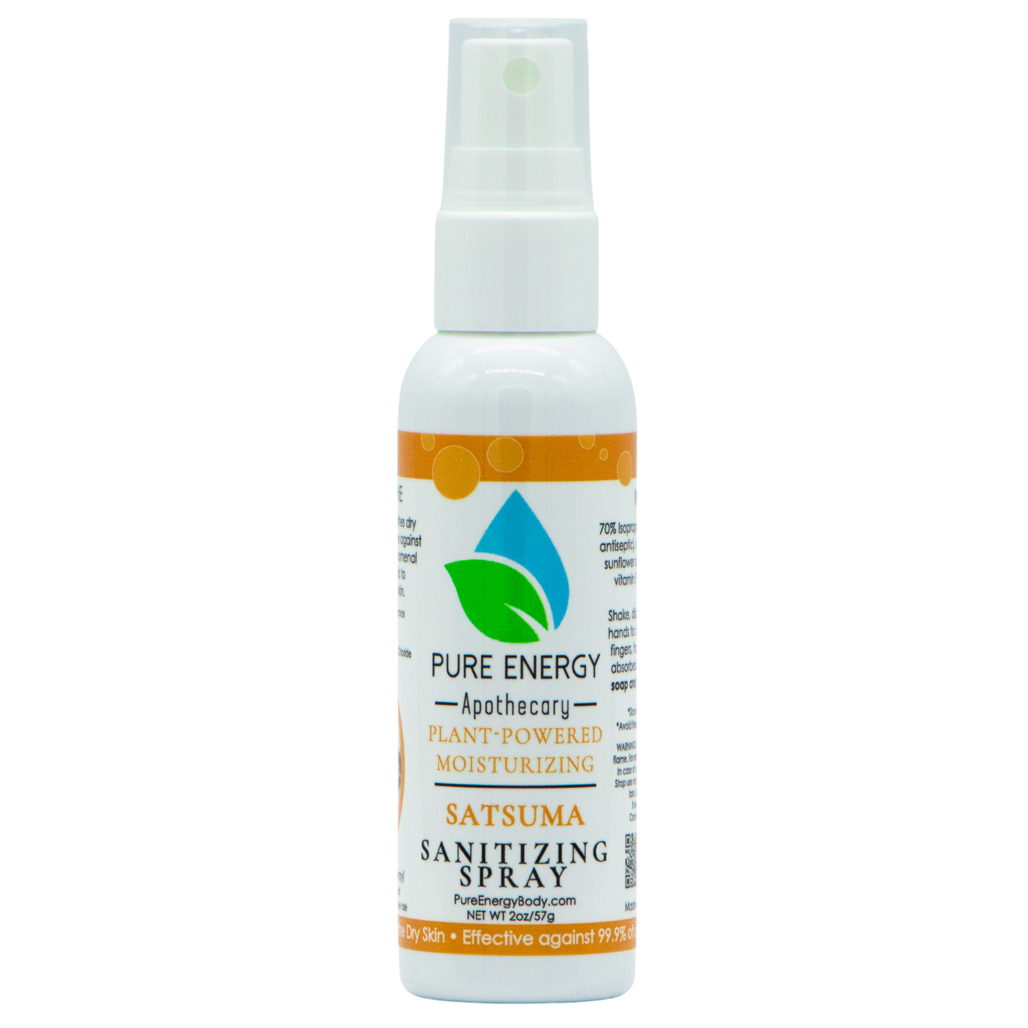 2 oz travel size Satsuma Hand Sanitizer Spray with a refreshing scent, perfect for moisturizing and sanitizing hands on-the-go.