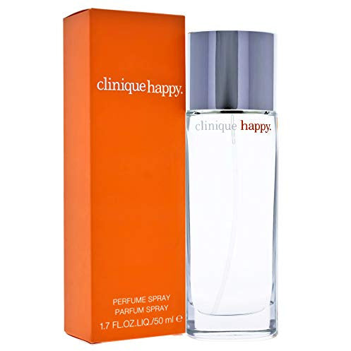 Clinique Happy Eau de Parfum bottle with floral and fruity notes, elegantly designed for women.