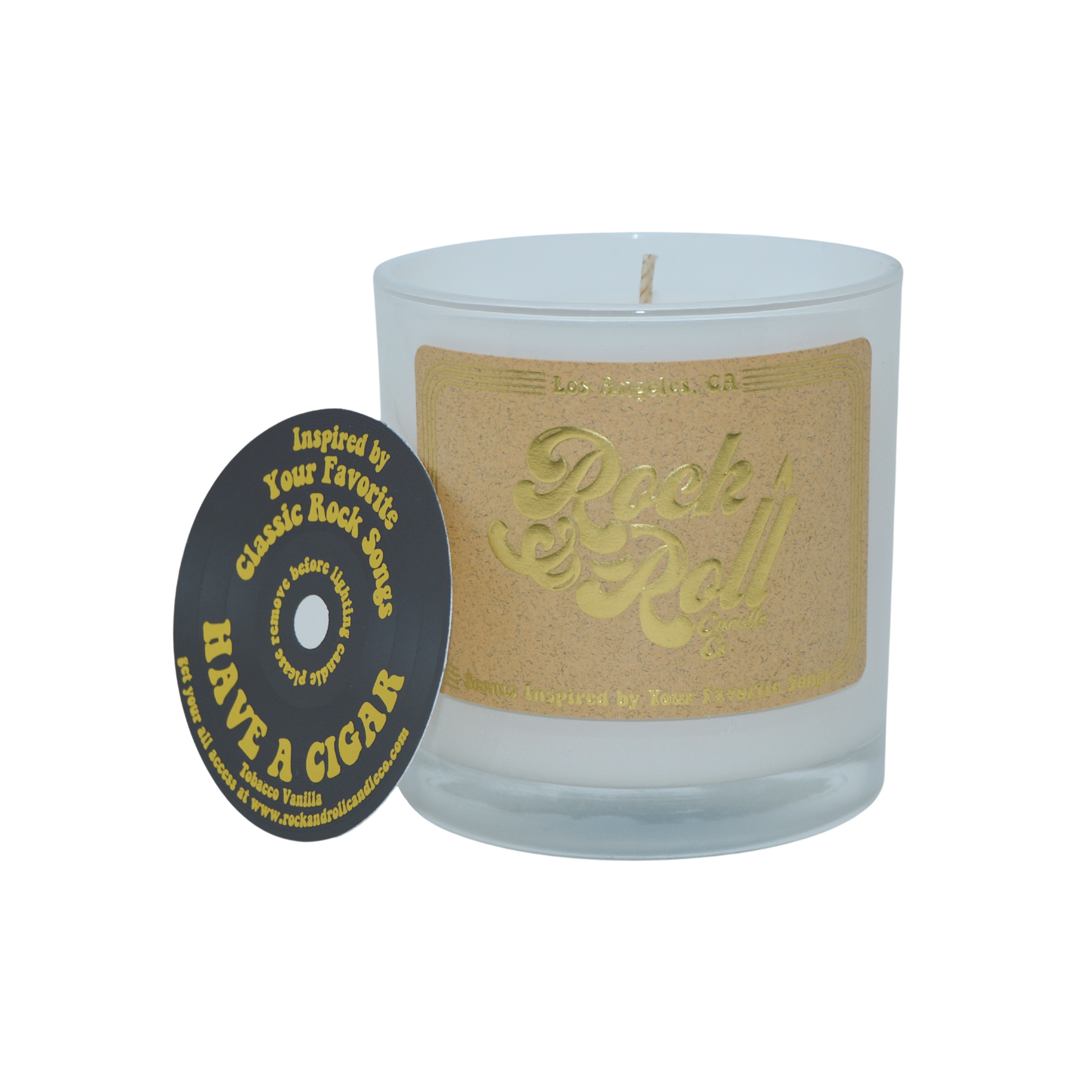 Have A Cigar candle featuring a masculine scent of tobacco and vanilla, made from eco-friendly coconut wax.