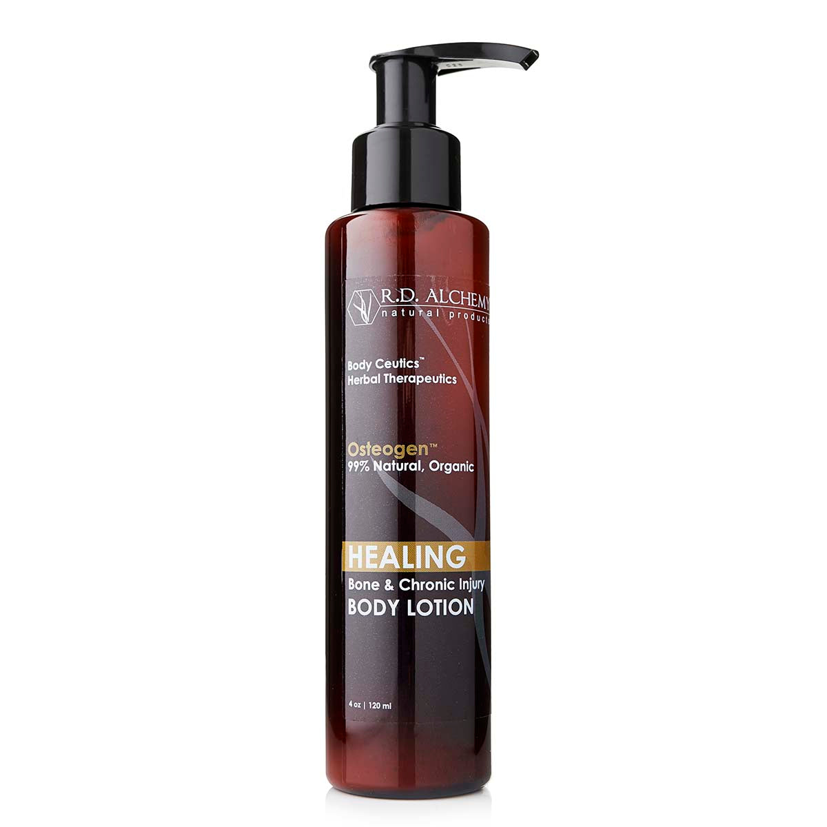 A bottle of Healing Body Lotion with a soothing label, designed for joint and muscle relief.