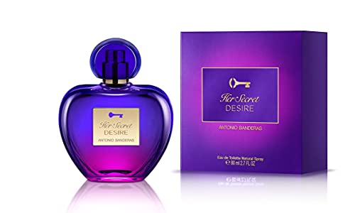 Her Secret Desire Eau de Toilette by Antonio Banderas in an elegant bottle, showcasing its sophisticated design.