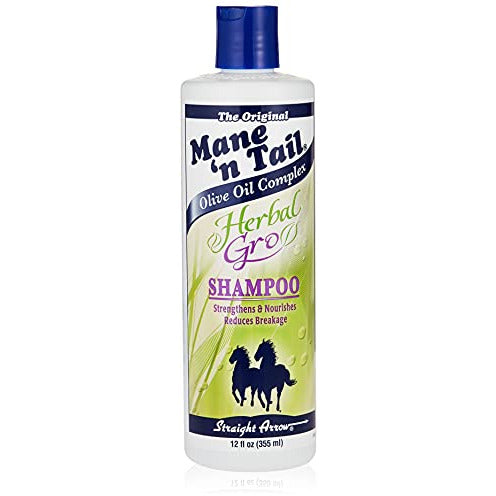 Mane 'n Tail Herbal Gro Shampoo bottle with herbal ingredients, promoting healthy hair growth.