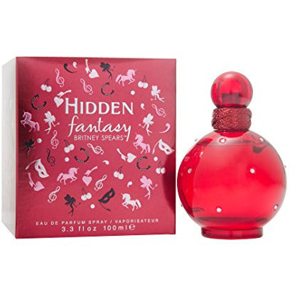 Hidden Fantasy Eau de Parfum by Britney Spears in a vibrant bottle, showcasing floral and fruity notes.