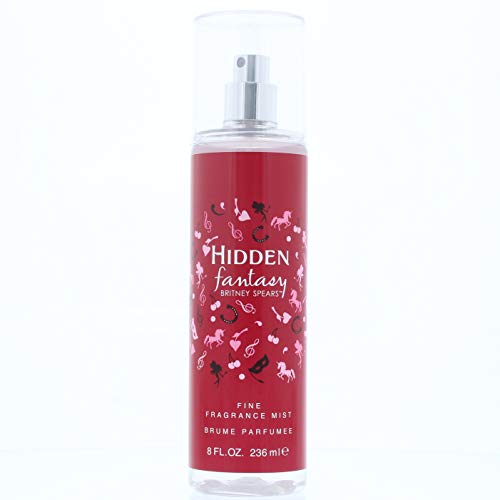 Britney Spears Hidden Fantasy Fragrance Mist in an elegant bottle with floral design.