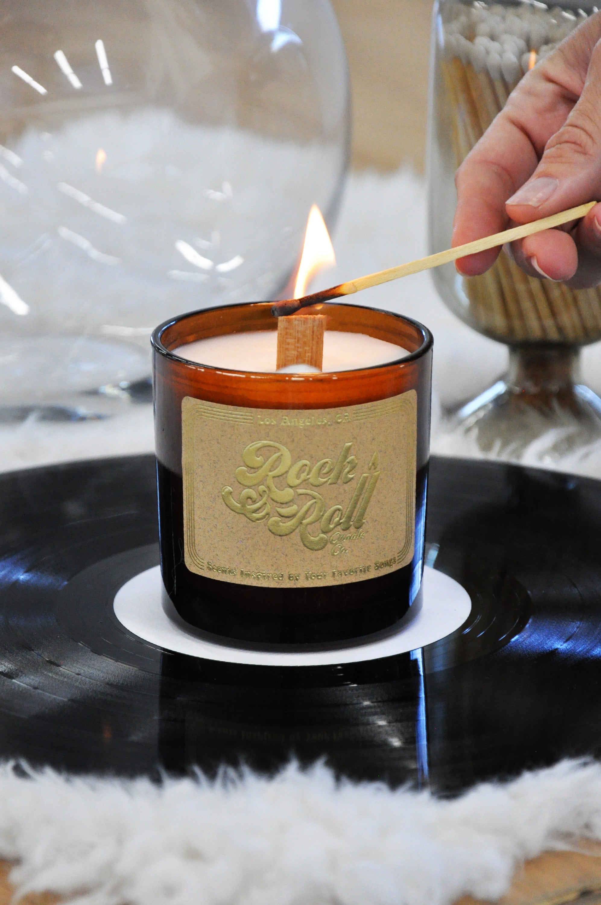 Hotel California candle featuring a Baja cactus flower scent, made from eco-friendly coconut wax with a stylish design.