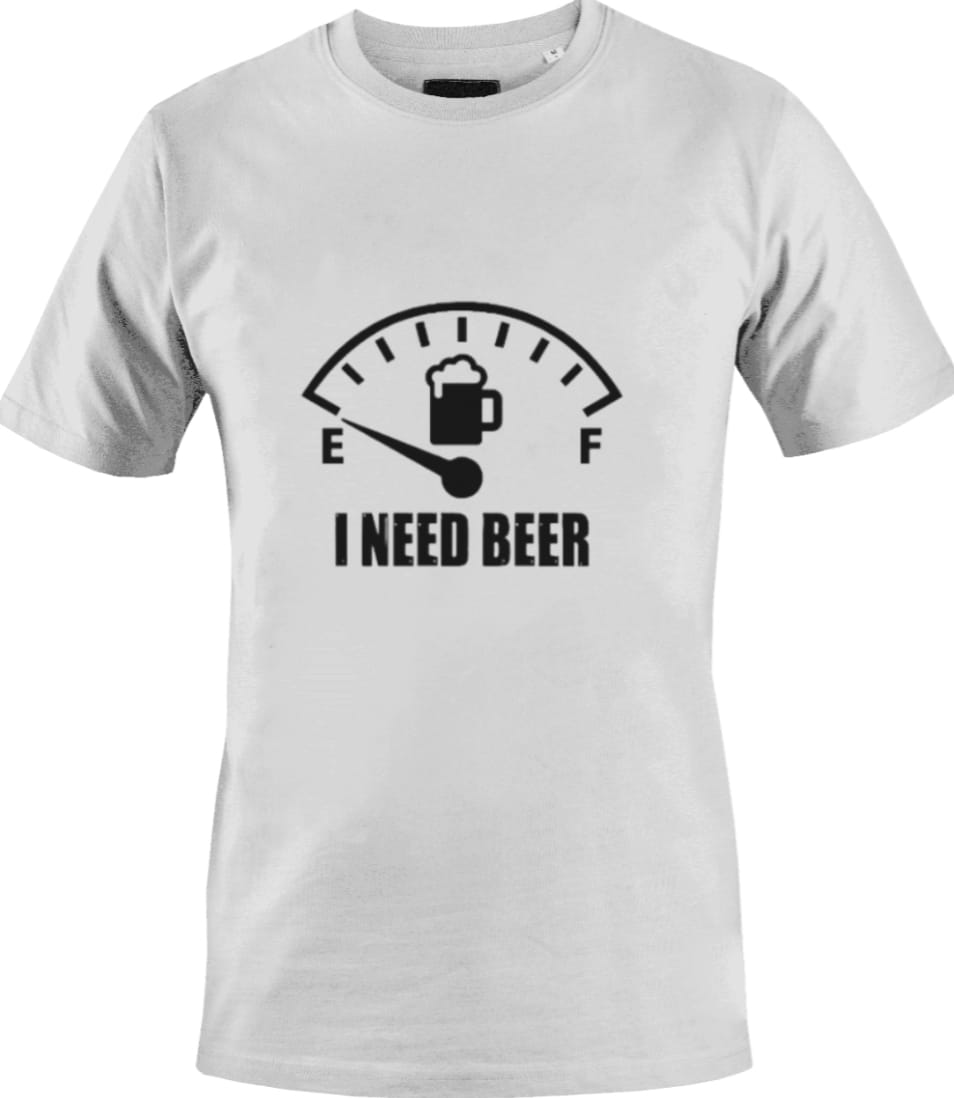 I Need Beer T-Shirt made of 100% preshrunk cotton, featuring a humorous design perfect for beer lovers.