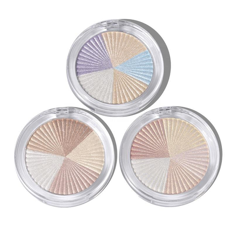 Illuminating Glow Eyeshadow and Highlighter Palette featuring three shades with ultra-fine pearls for a luminous glow, suitable for all skin tones.