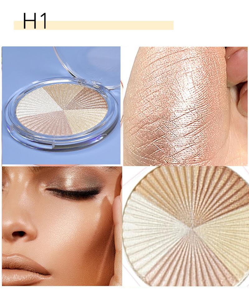 Illuminating Glow Eyeshadow and Highlighter Palette featuring three shades with ultra-fine pearls for a luminous glow, suitable for all skin tones.