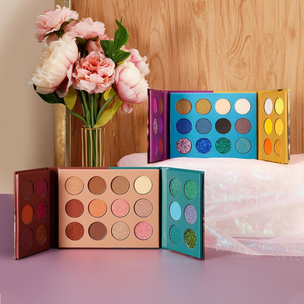 Inner Goddess Eyeshadow Palette featuring 24 gluten-free, hypoallergenic shades in a variety of colors and finishes, perfect for creating stunning eye looks.