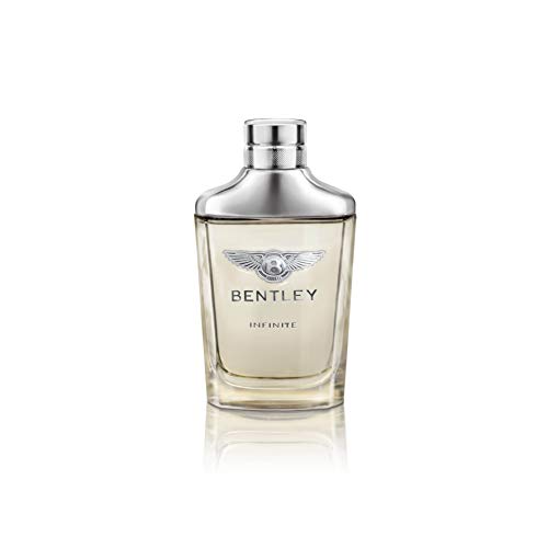 A sleek bottle of Bentley Infinite Eau de Toilette with elegant design, showcasing its luxurious fragrance.