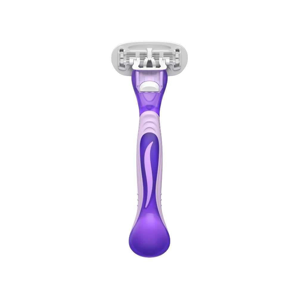 Inspirit Women's Cartridge Razor with ergonomic grip and 5 sharp blades, designed for a smooth and nourishing shave.