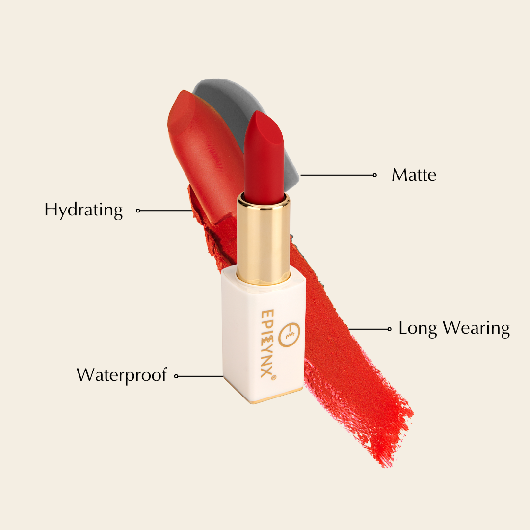 EpiLynx Intense Hydration Lipstick in various vibrant shades with a sleek magnetic packaging.