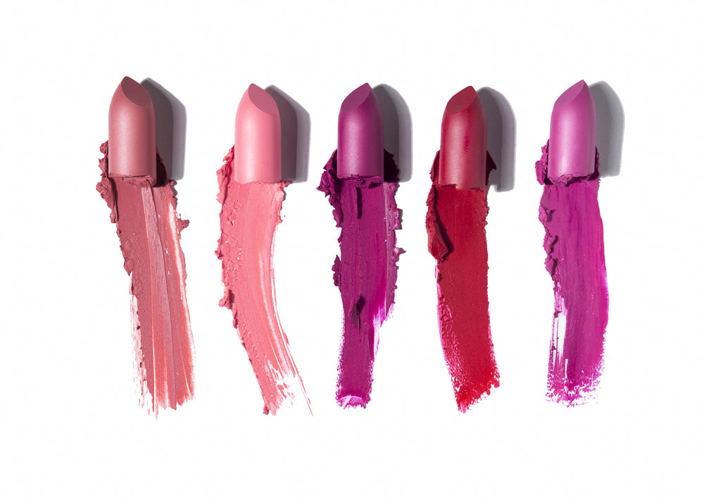 EpiLynx Intense Hydration Lipstick in various vibrant shades with a sleek magnetic packaging.