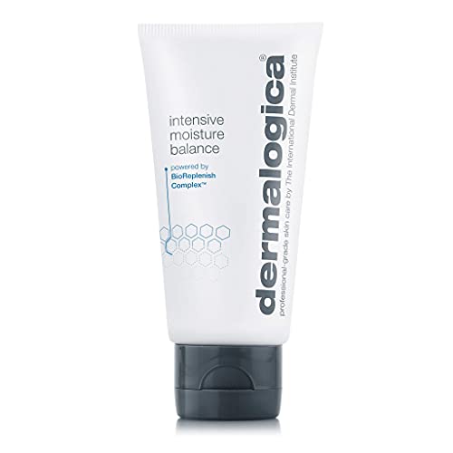 Dermalogica Intensive Moisture Balance Face Cream in a sleek jar, showcasing its rich texture and hydrating properties.