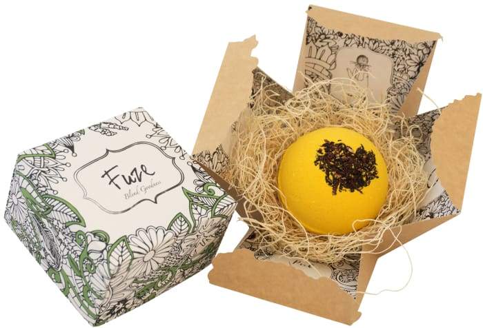 Joy - Bomb Core bath product featuring goat milk soap and essential oils, designed for a customizable bath experience.