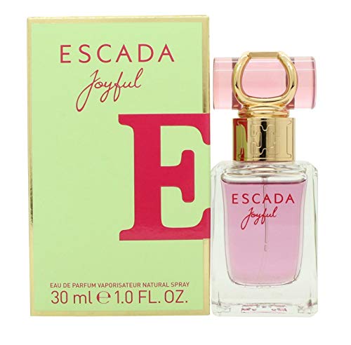 Escada Joyful Eau de Parfum bottle with vibrant colors and elegant design.