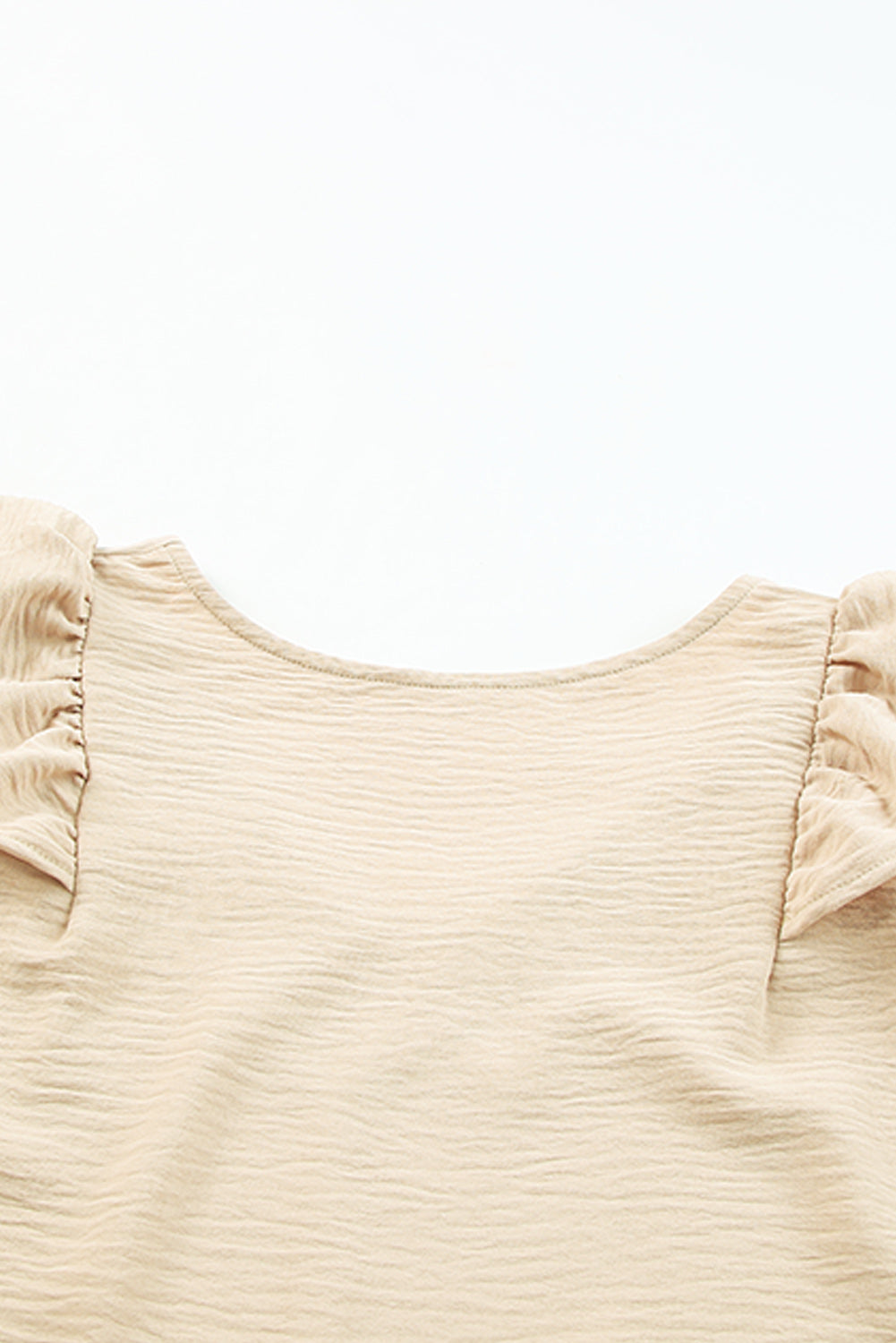 Khaki Ruffle Tiered Sleeve V Neck Tank Top featuring elegant ruffles and a stylish v-neckline, perfect for warm weather.