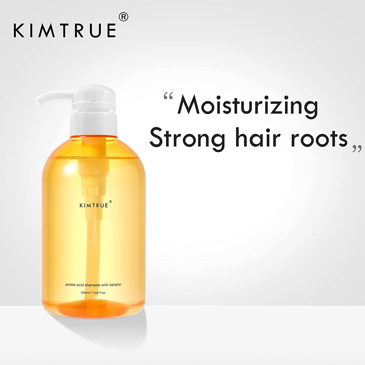 KIMTRUE Amino Acid Shampoo with Keratin in a 500ml bottle, designed for deep moisturizing and hair repair.