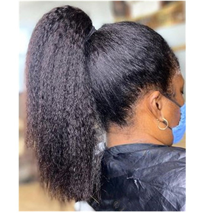 Kinky Straight I Tip Microlinks Braiding Human Hair Extensions in natural black color, showcasing the texture and quality of the hair.