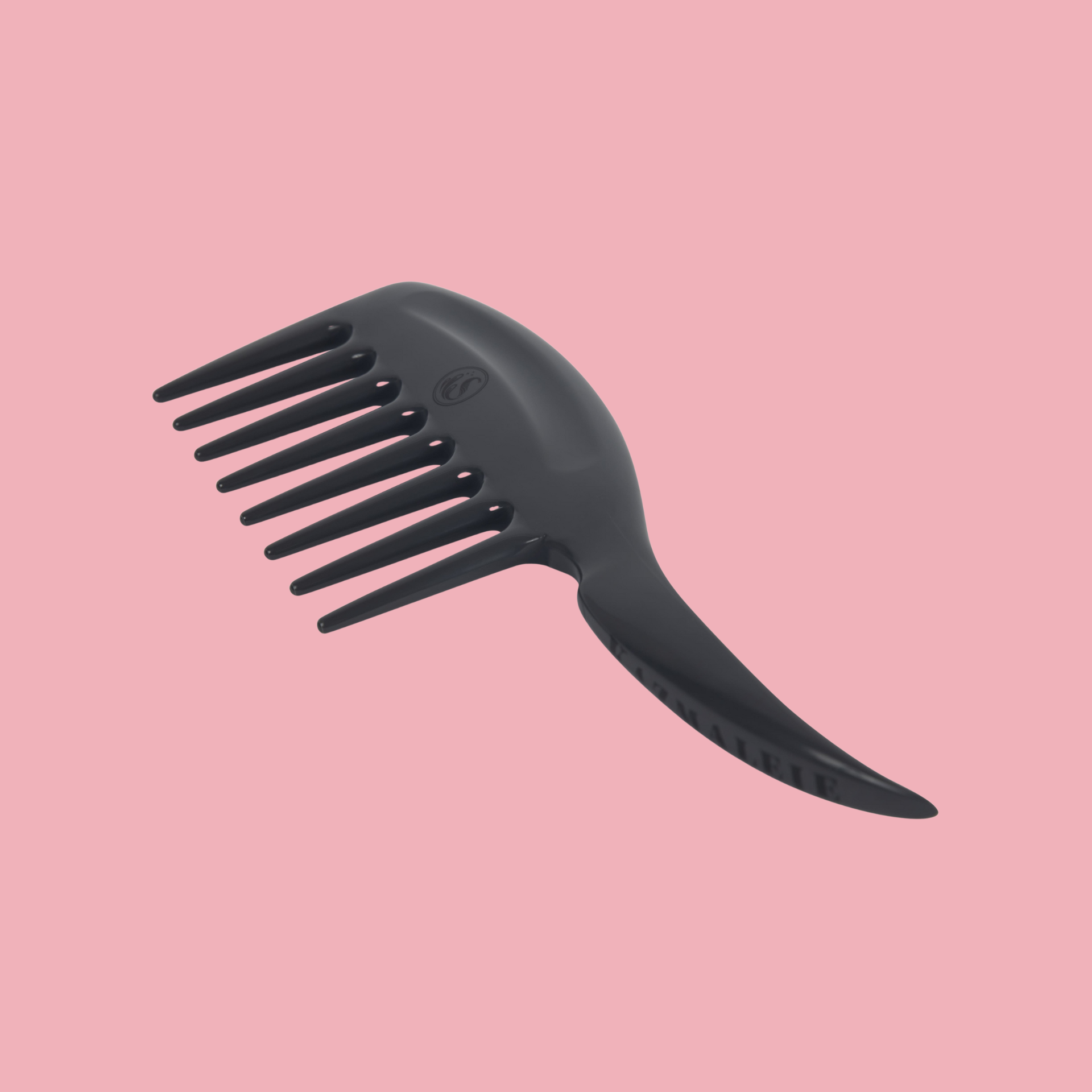 KurlsPlus Comb in kazmic blue with rose pink accents, featuring wide teeth for detangling hair.