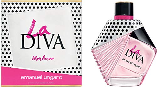 Emanuel Ungaro La Diva Mon Amour Eau de Parfum in an elegant bottle with floral design.