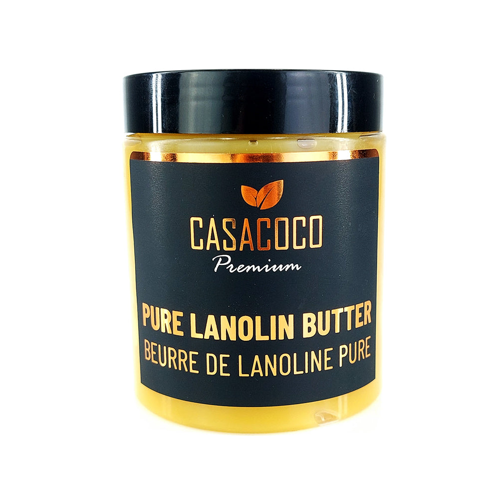 A jar of pure lanolin butter, creamy and rich, ideal for moisturizing dry skin.