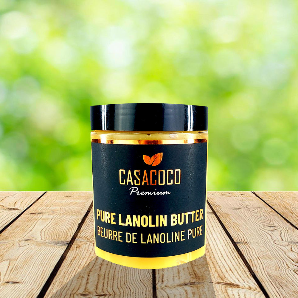 A jar of pure lanolin butter, creamy and rich, ideal for moisturizing dry skin.