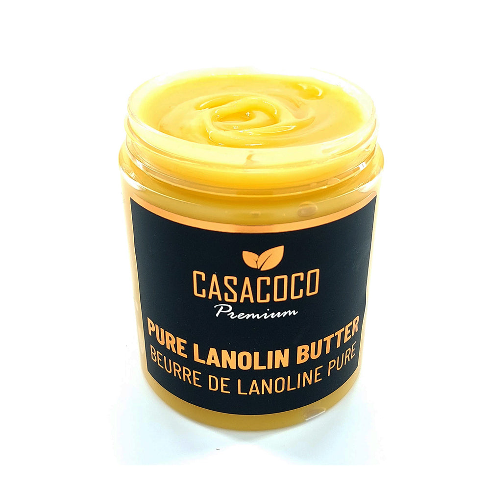 A jar of pure lanolin butter, creamy and rich, ideal for moisturizing dry skin.