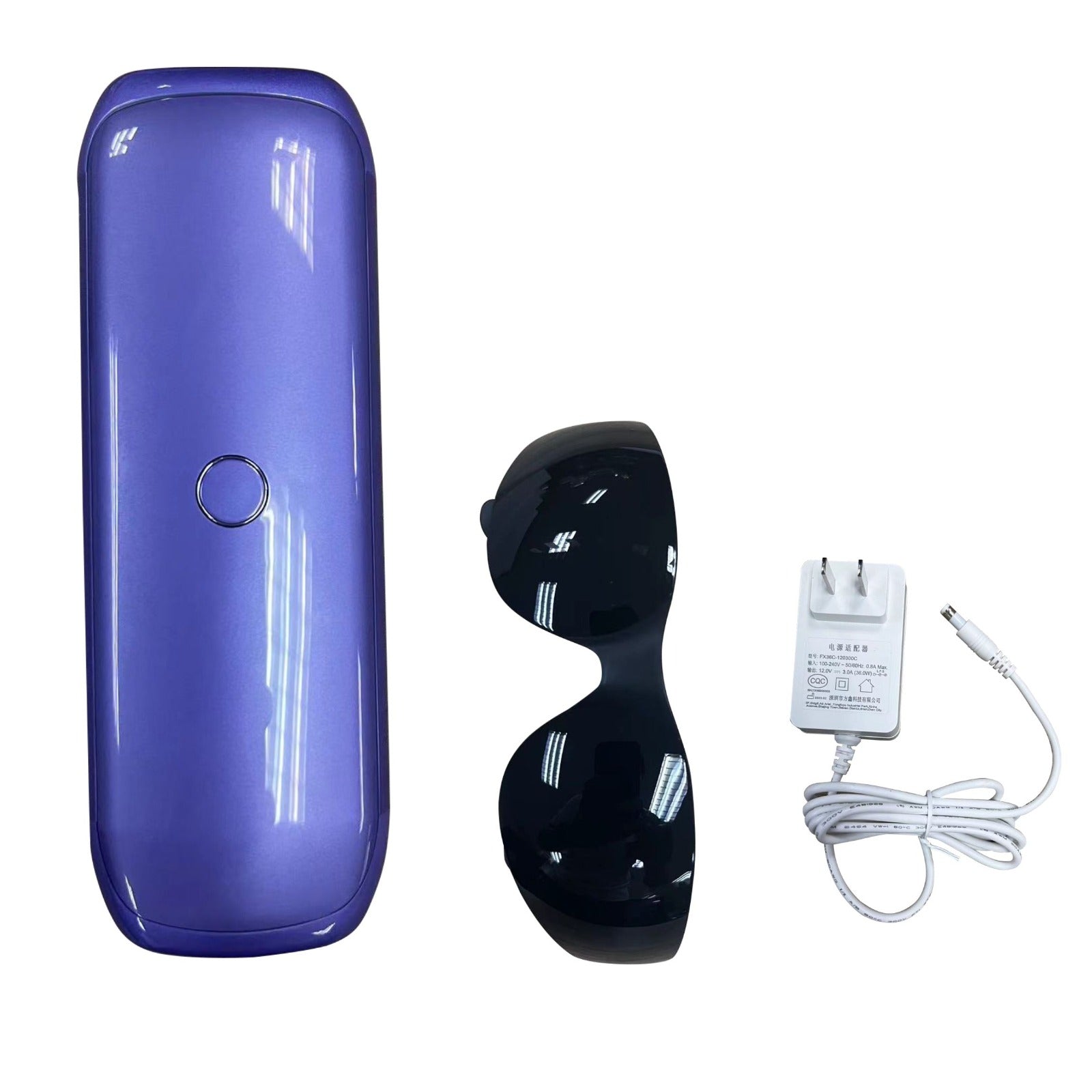 Laser IPL Hair Removal device with sunglasses, razor, and charging cable, showcasing its sleek design and included accessories.