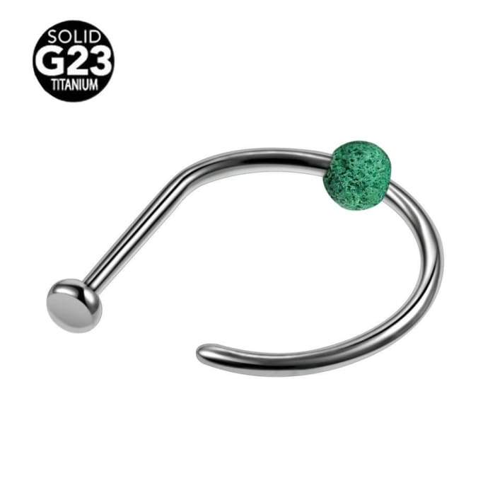 Lava Clip-On Nose Ring in vibrant green, made from natural lava stones, designed to hold essential oils.