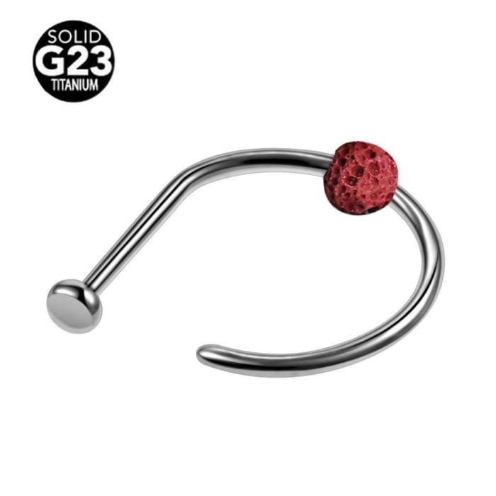 Lava Clip-On Nose Ring in vibrant red color, made from natural lava stone, designed to hold essential oils.