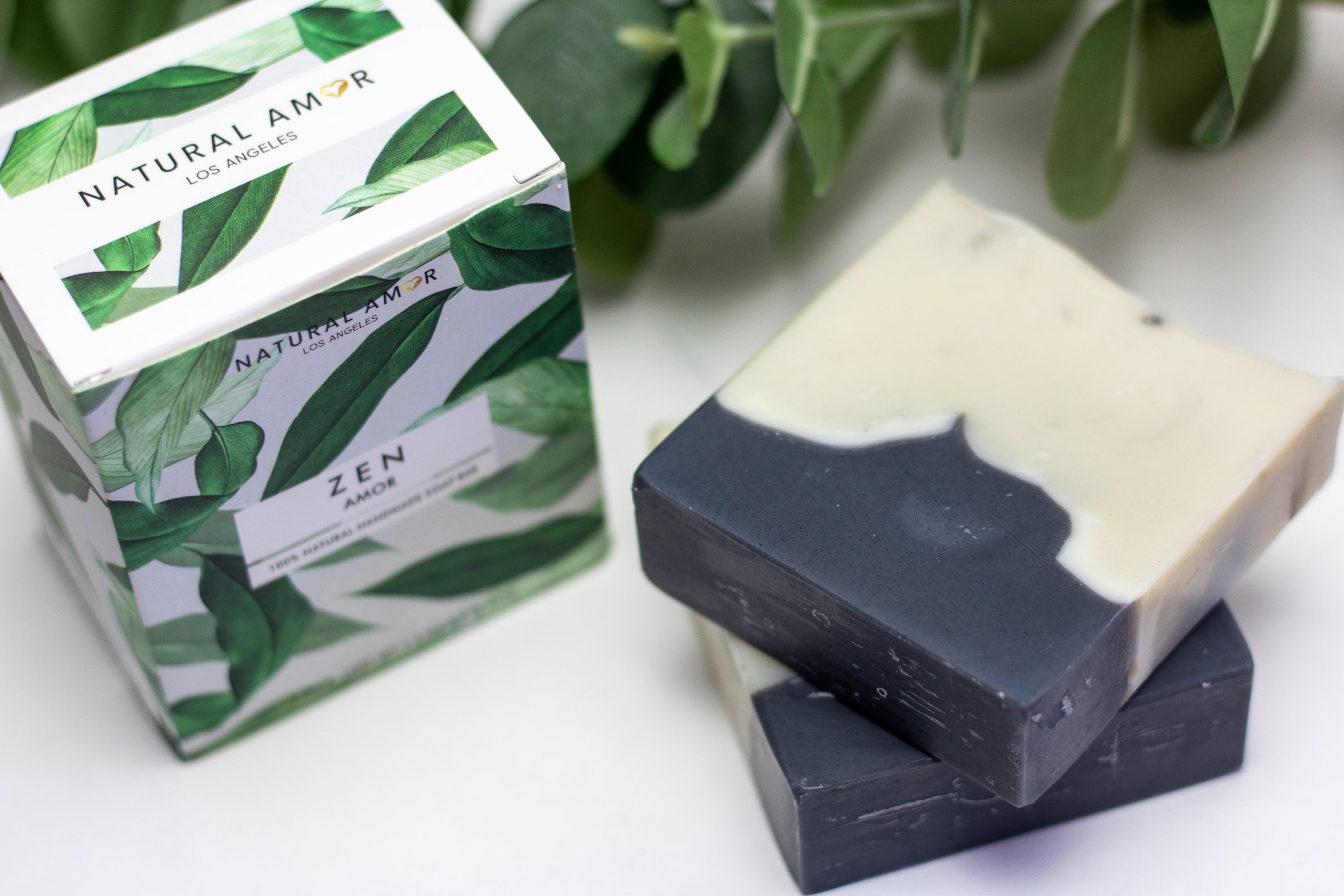 Lavender Cedar Zen Soap 2pk featuring two elegant soap bars with a calming lavender and cedar scent, beautifully packaged in a stylish box.